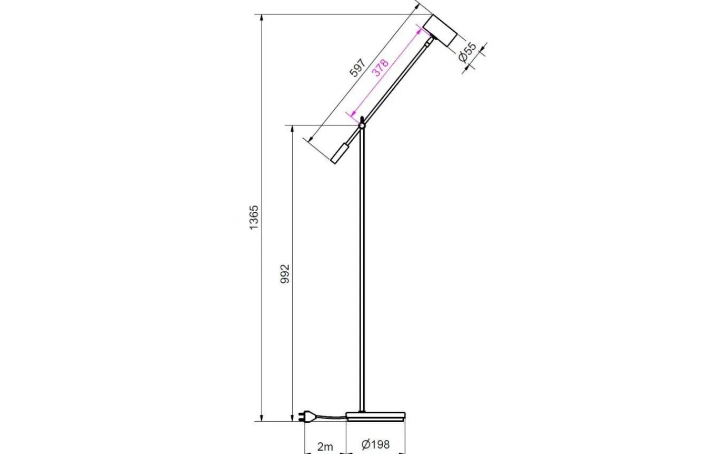 Belid Tyson Vipp Golvlampa 137cm Vit* Golvläslampor