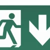 Malmbergs Underhängande piktogram med pil ner* Nödbelysning