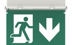 Malmbergs Underhängande piktogram med pil ner* Nödbelysning