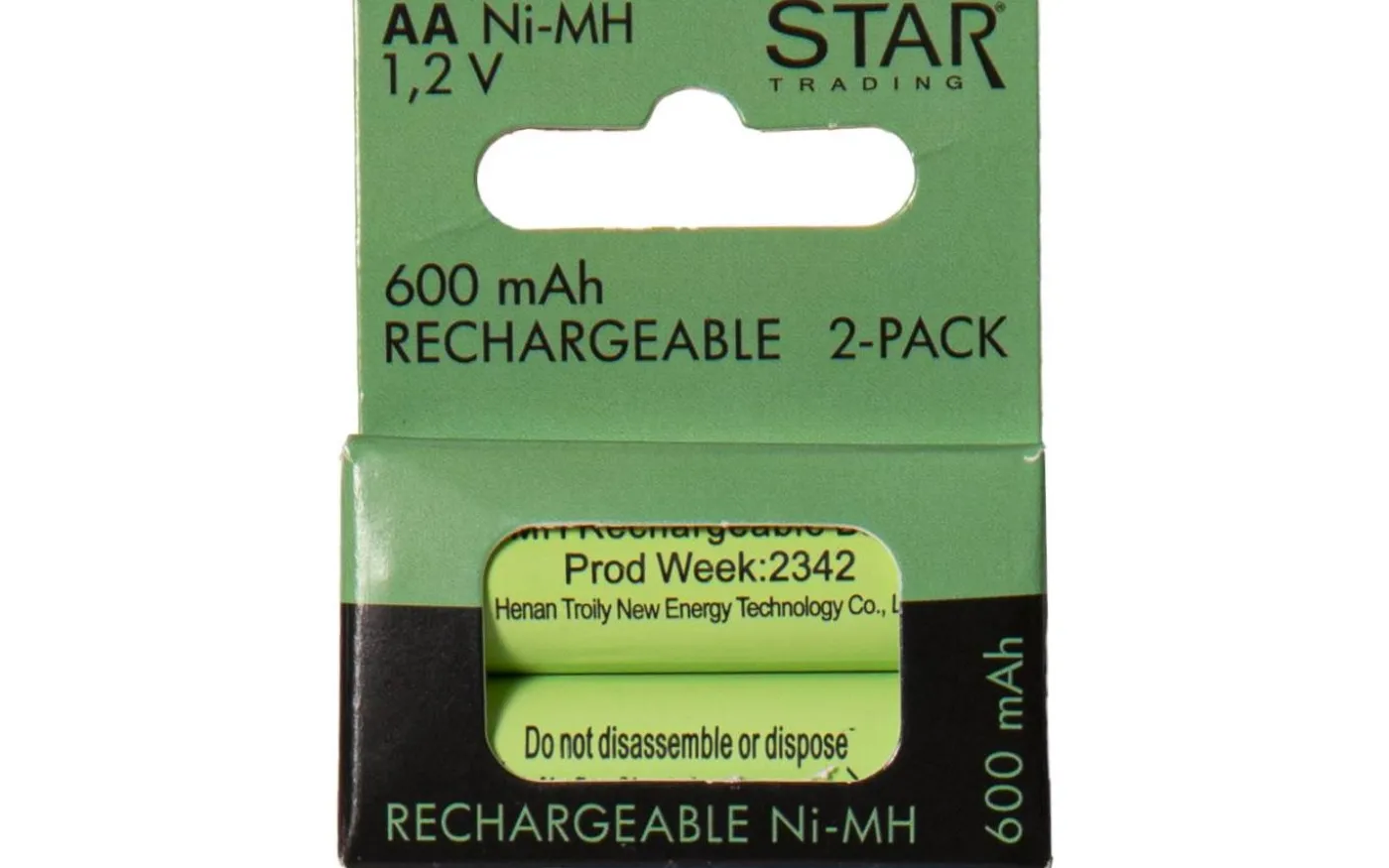 Uppladdningsbara AA-batteri 1,2V 600mAh Ni-MH 2-pack