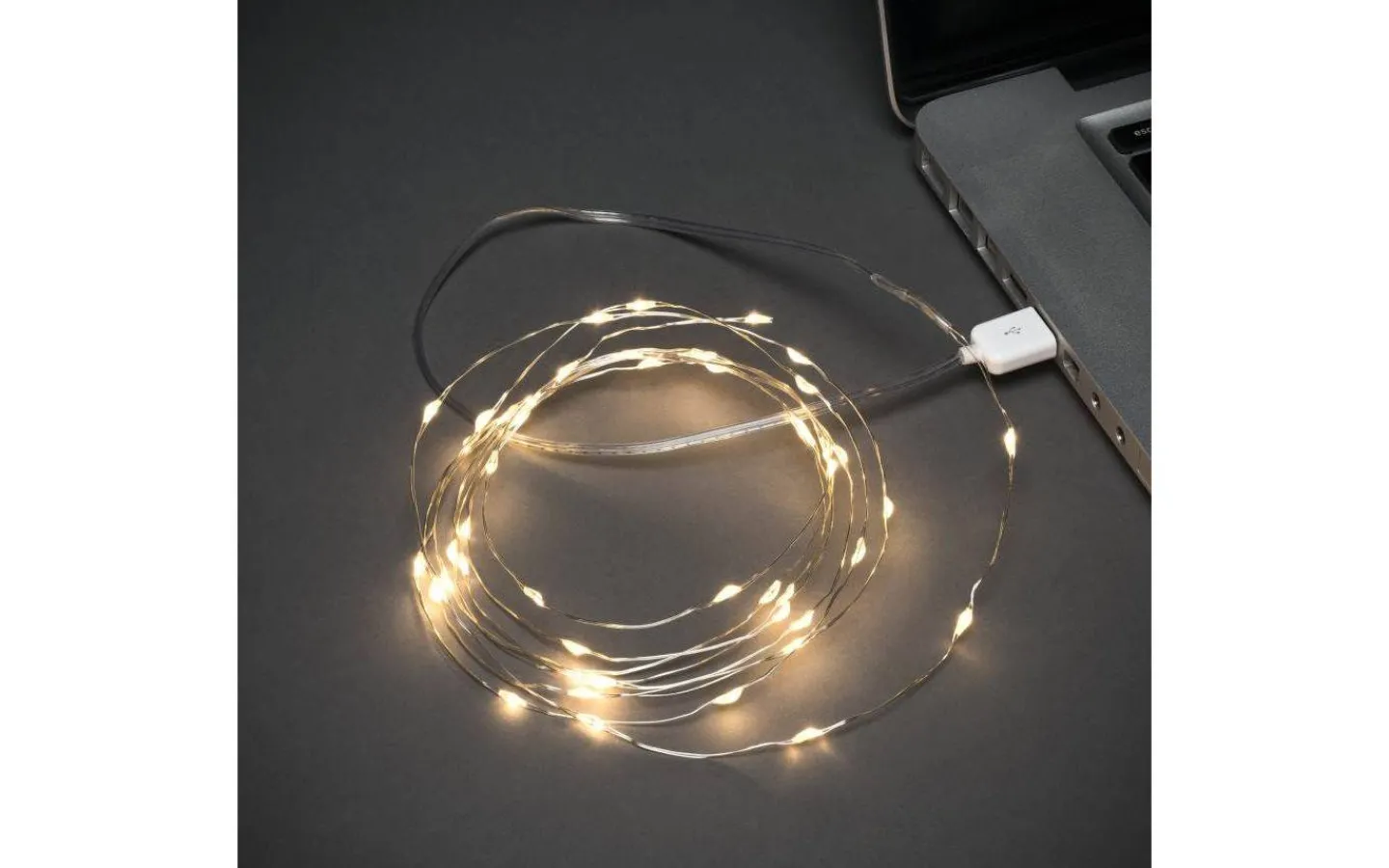 Julpynt Inomhus<Konstsmide USB Ljusslinga 4,95m Varmvit