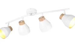 Avlånga Takspotlights|Takspot Med Minst 4 Lampor<Reality Valentin Spotlight 4-delad E14 matt vit/guld/trä