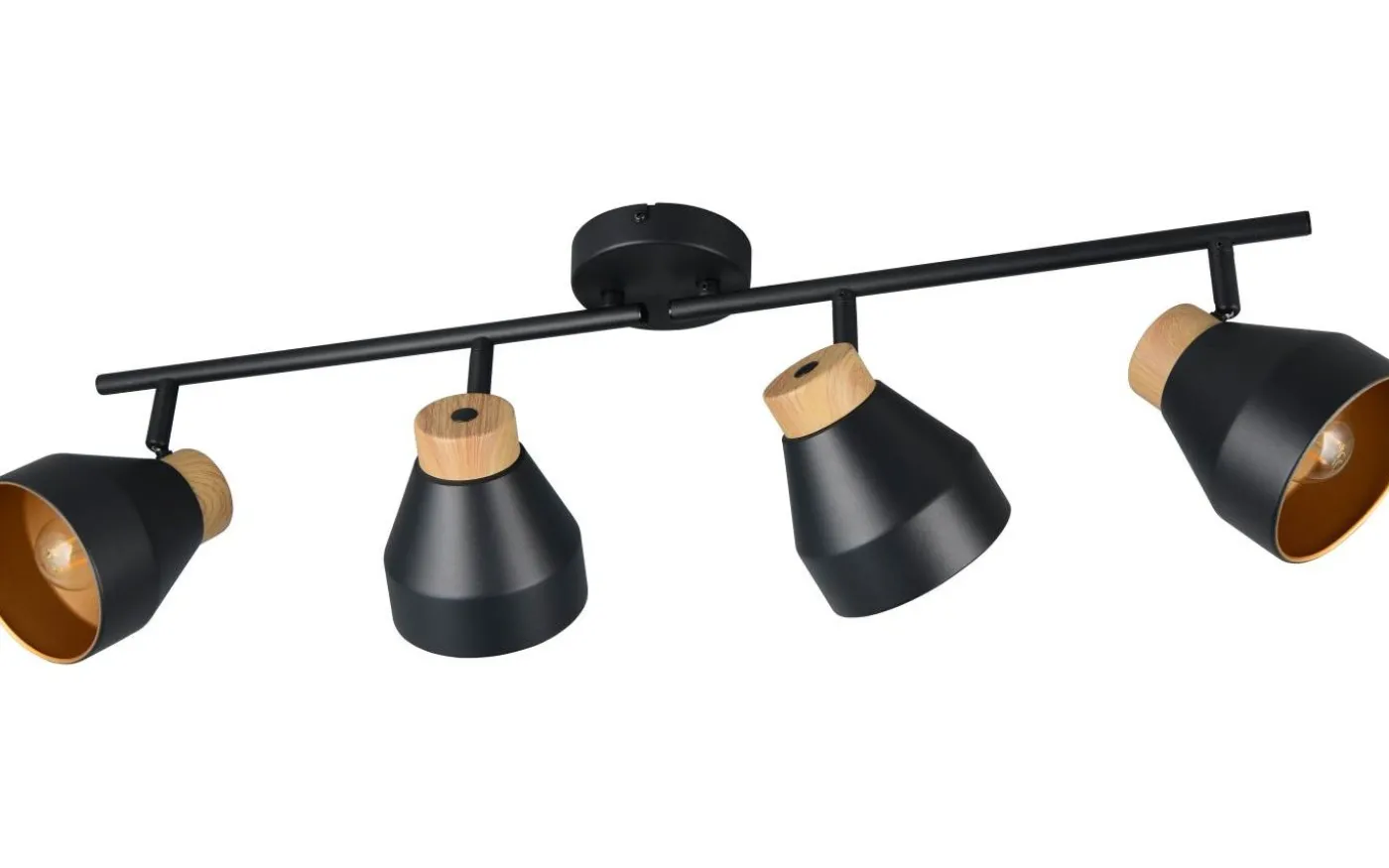 Valentin Spotlight 4-delad E14 matt svart/guld/trä