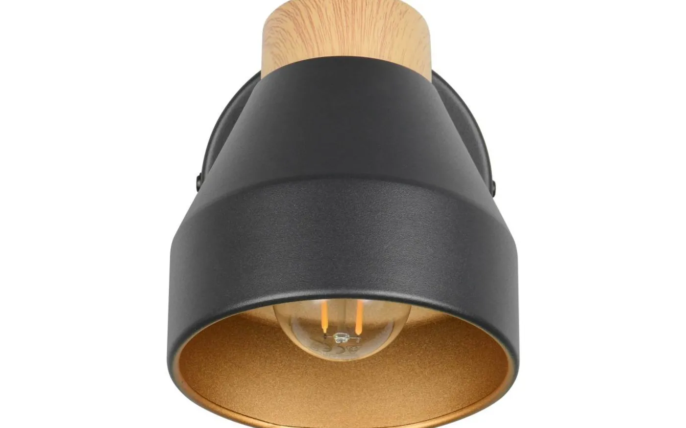 Valentin Spotlight E14 matt svart/guld/trä