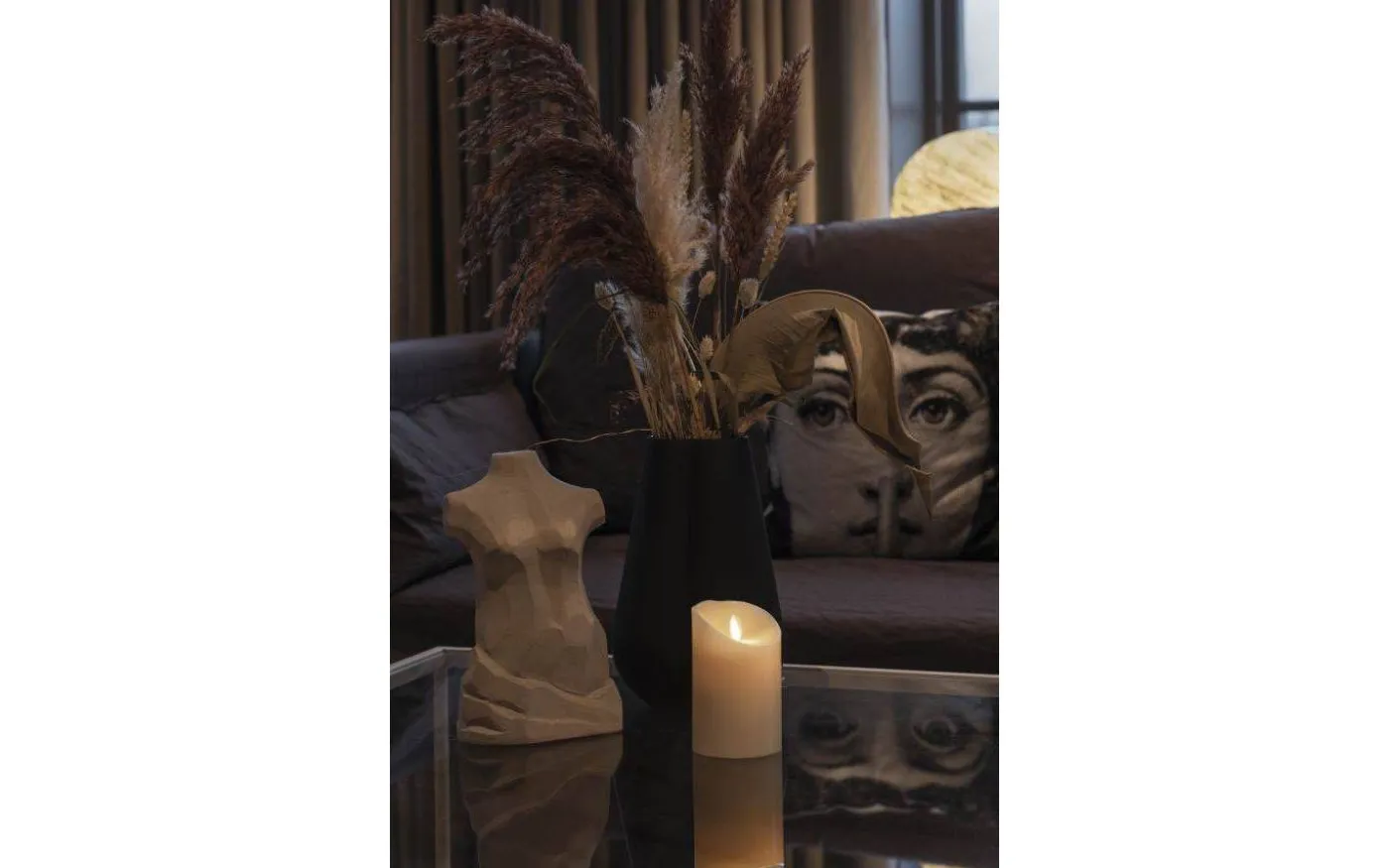 Vaxljus Batteridrivet Blockljus 11,5cm Gräddvit Remote Ready