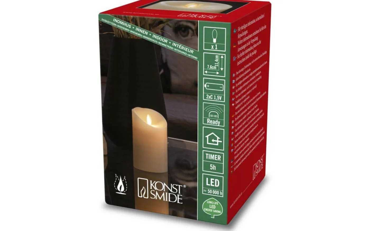 Vaxljus Batteridrivet Blockljus 11,5cm Gräddvit Remote Ready