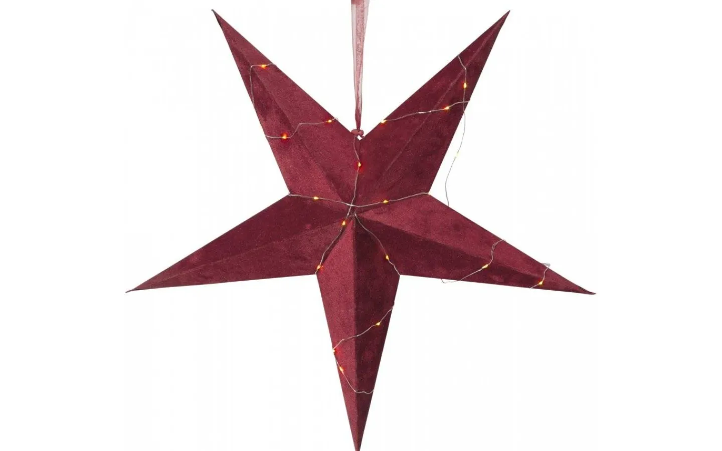 Star Trading Velvet Batteridriven Julstjärna Sammet Med Ljusslinga, Vinröd* Visa Alla Julstjärnor|Julstjärnor Utan Sladd