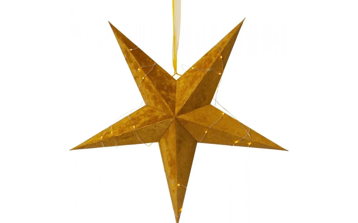 Velvet Batteridriven Julstjärna Sammet Med Ljusslinga, Guld
