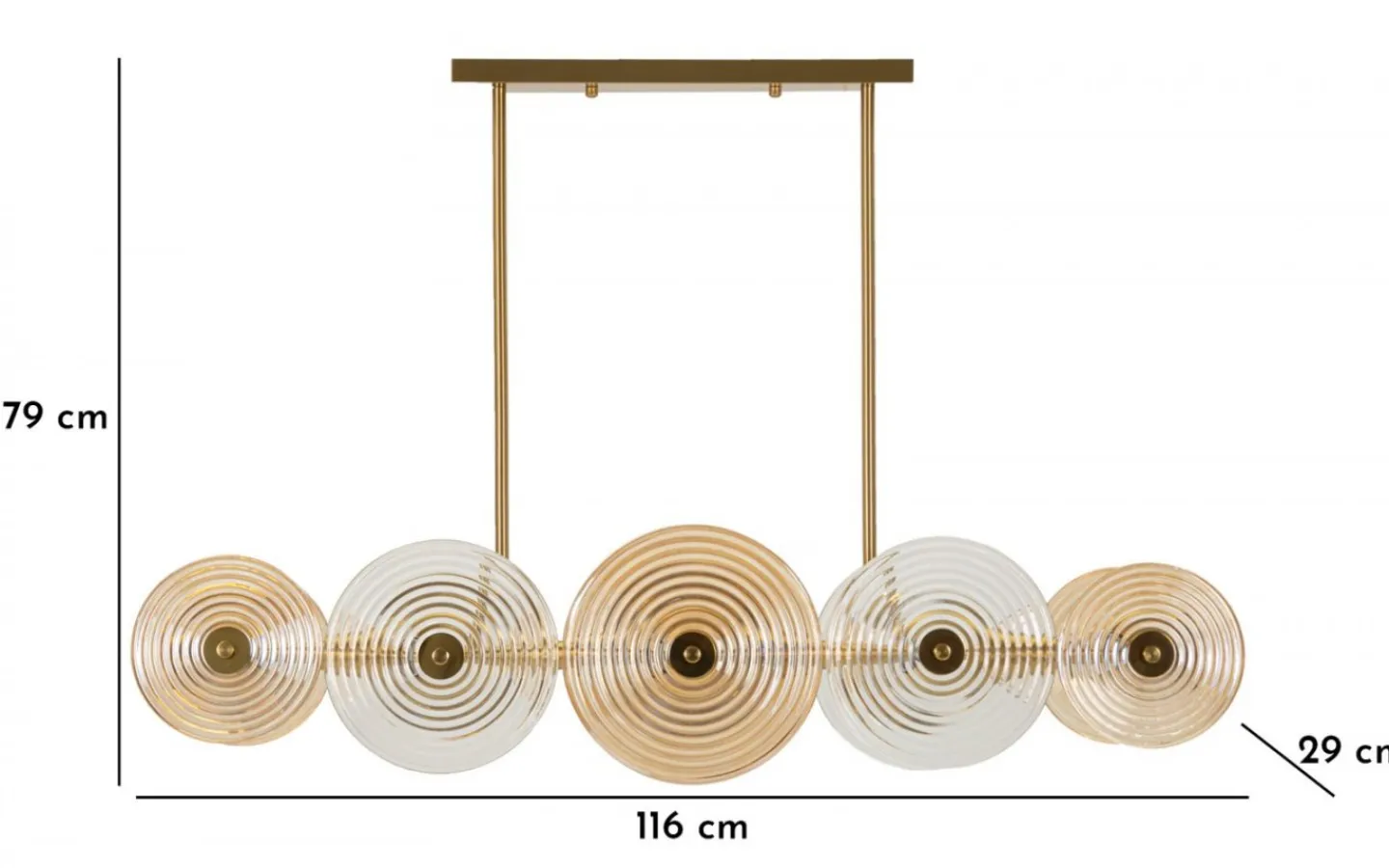 Mauro Ferretti Venedig Taklampa Glas 116cm Guld* Avlånga Taklampor