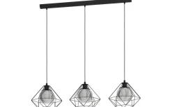 Eglo Vernham Taklampa 115cm 3L Svart/Rökfärgad* Avlånga Taklampor