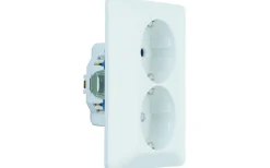 Strömställare/Vägguttag<Malmbergs Vägguttag Delta, infällt, lågbyggande, 2-vägs med jord