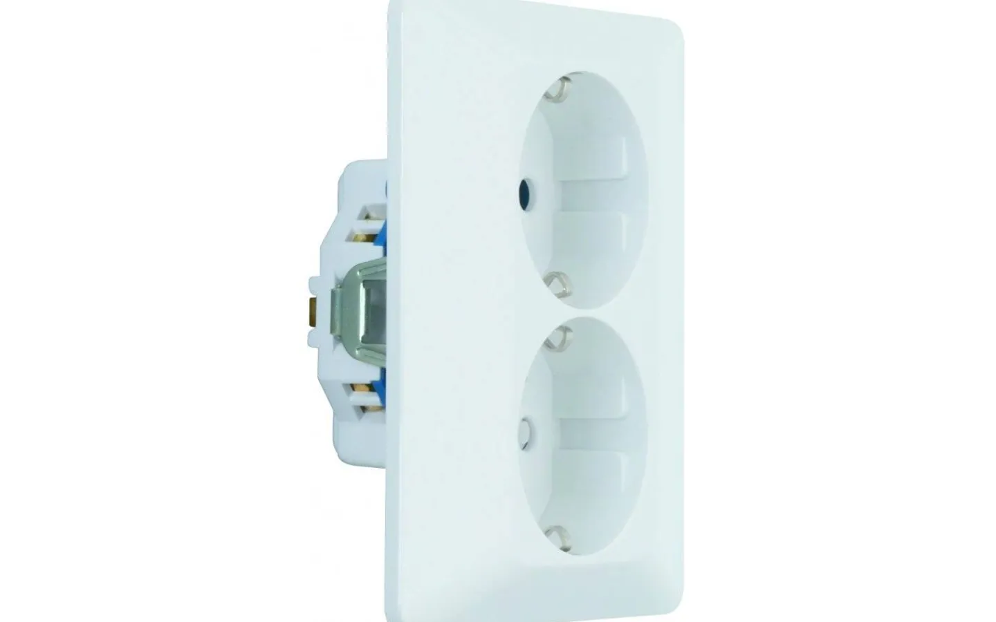 Strömställare/Vägguttag<Malmbergs Vägguttag Delta, infällt, lågbyggande, 2-vägs med jord