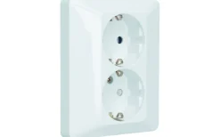 Strömställare/Vägguttag<Malmbergs Vägguttag Delta, infällt 2-vägs med jord, RAL 9001