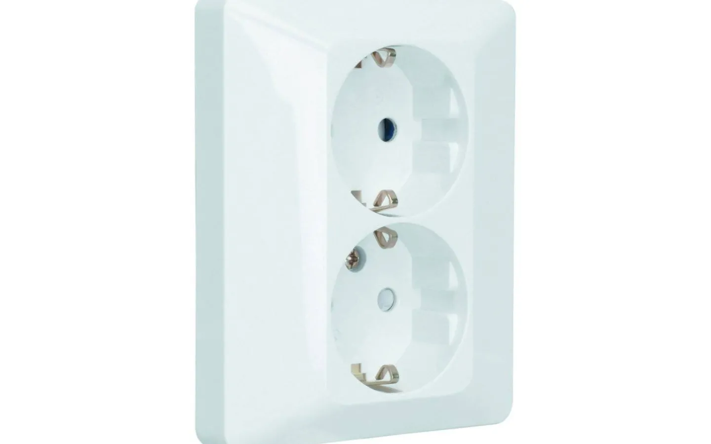 Strömställare/Vägguttag<Malmbergs Vägguttag Delta, infällt 2-vägs med jord, RAL 9001