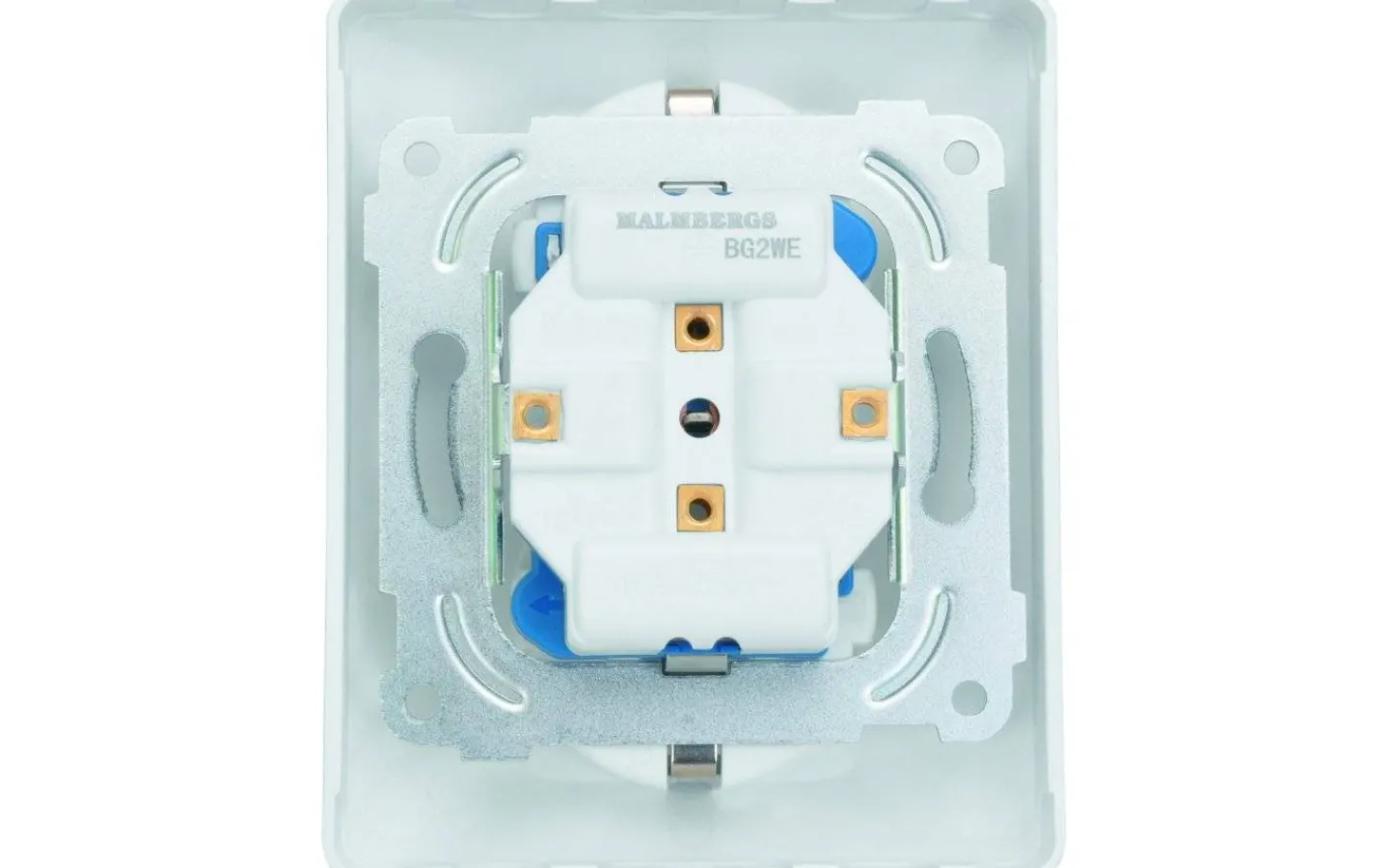 Strömställare/Vägguttag<Malmbergs Vägguttag Delta, infällt 2-vägs med jord, RAL 9001