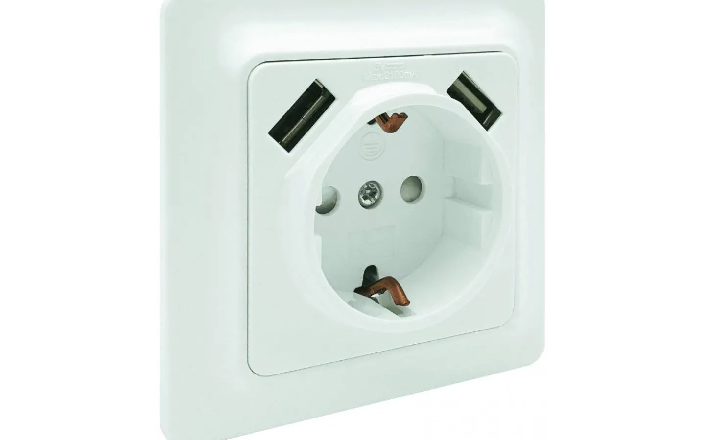 Strömställare/Vägguttag<Malmbergs Vägguttag Gamma, 1-vägs med 2 st USB-uttag