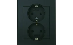 Malmbergs Vägguttag Optima Svart 2-vägs jordat* Strömbrytare & Vägguttag