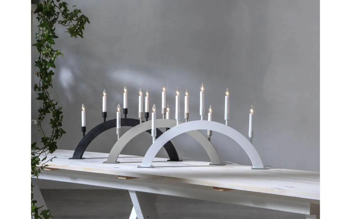 Vind Adventsljusstake 38cm Vit