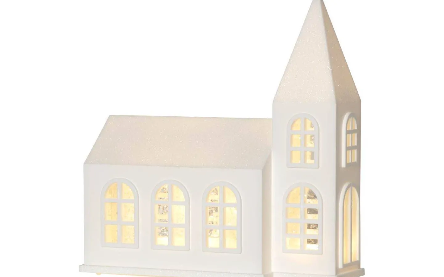 Star Trading Vinter Batteridriven Juldekoration Kyrka 20,5cm Vit* Batteri Julpynt Inomhus