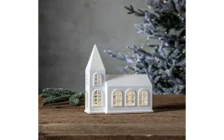Star Trading Vinter Batteridriven Juldekoration Kyrka 20,5cm Vit* Batteri Julpynt Inomhus