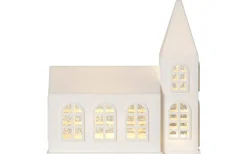 Star Trading Vinter Batteridriven Juldekoration Kyrka 20,5cm Vit* Batteri Julpynt Inomhus
