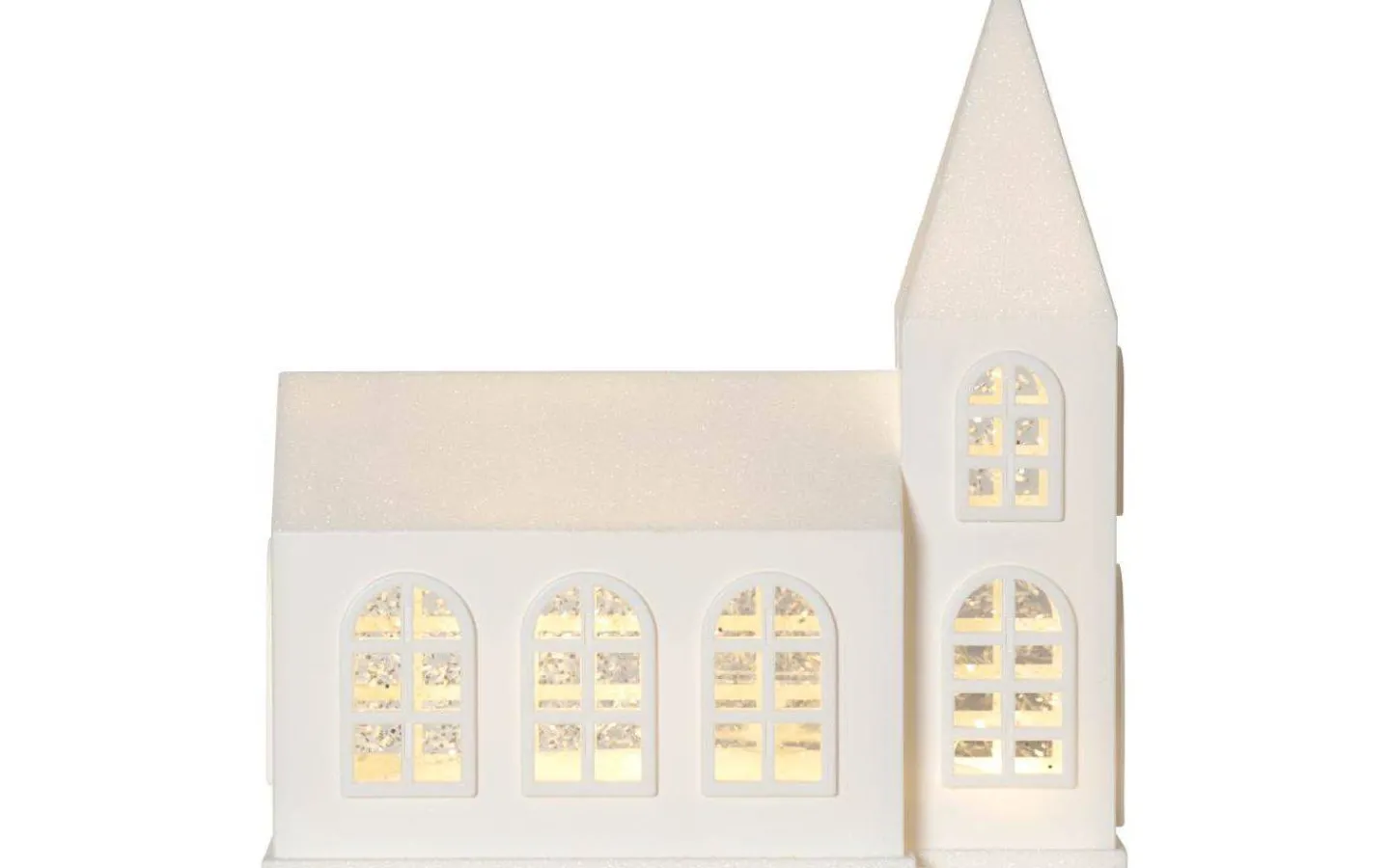 Star Trading Vinter Batteridriven Juldekoration Kyrka 20,5cm Vit* Batteri Julpynt Inomhus