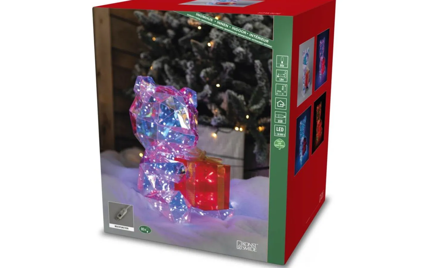 Julpynt Inomhus<Konstsmide Vintermagi Nallebjörn 40cm Diamanteffekt RGB LED