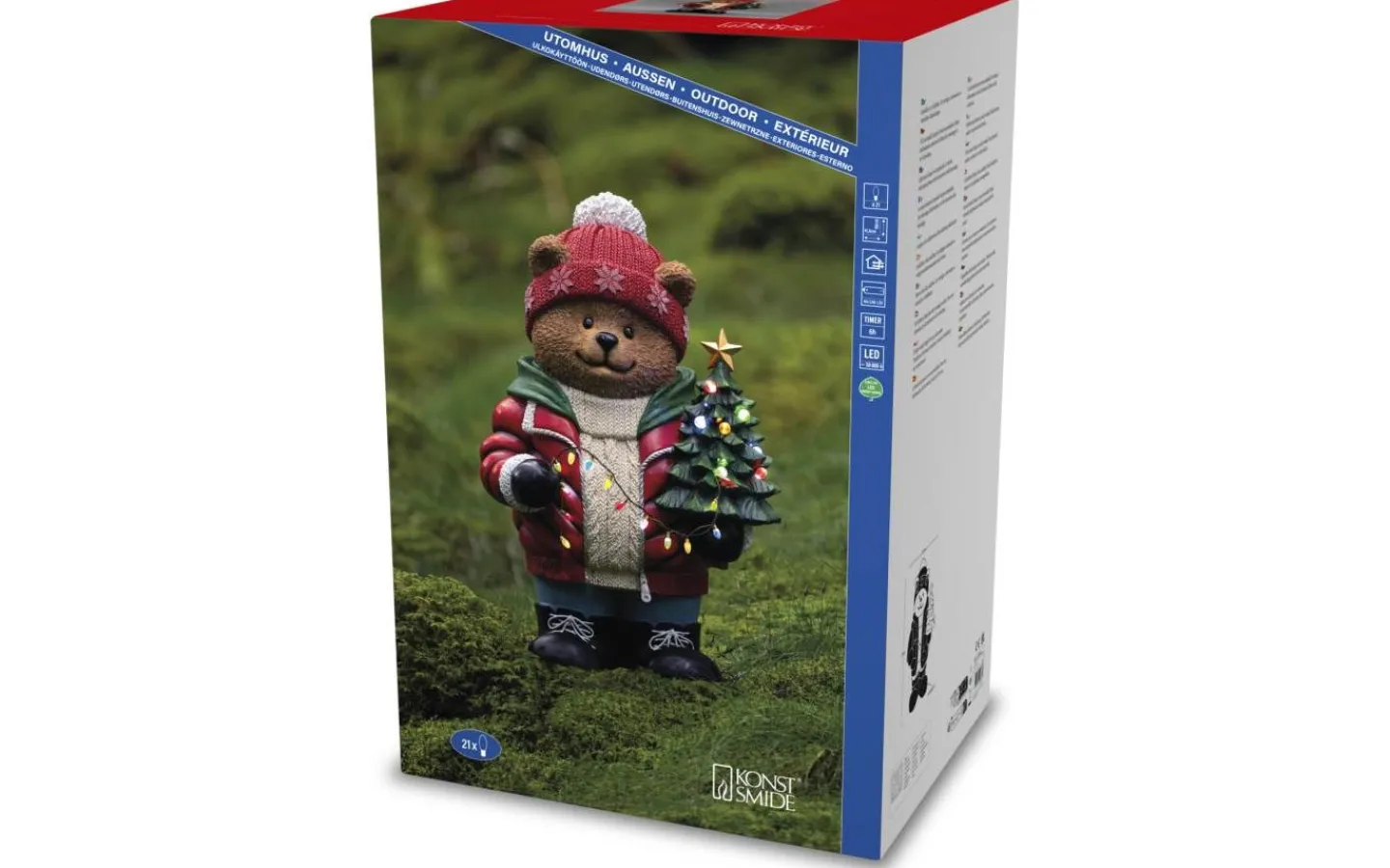 Konstsmide Vinterros Batteridriven Teddybjörn 66cm IP44* Batteri Julpynt Utomhus