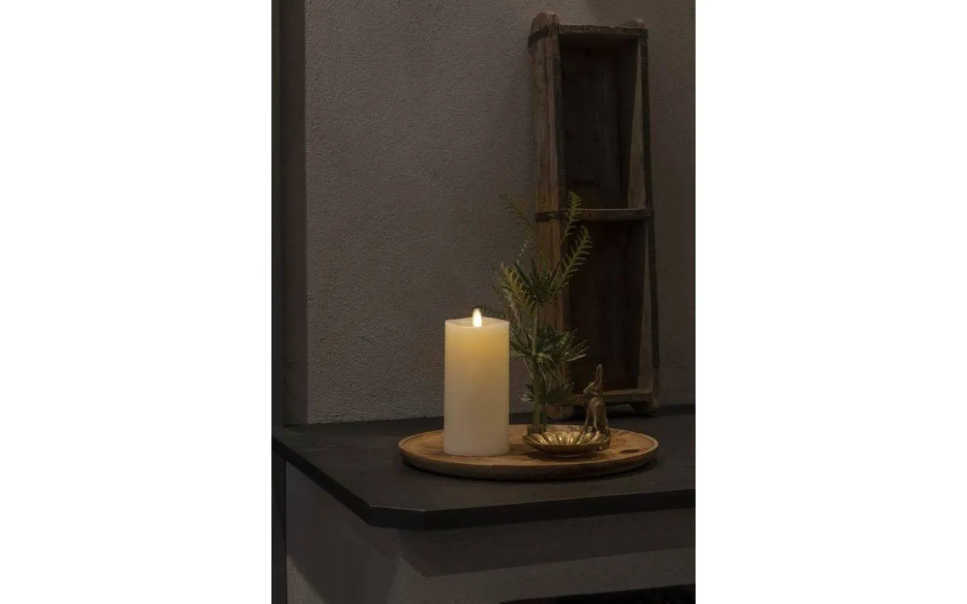 Wave Batteridrivet Blockljus 16,5cm Gräddvit