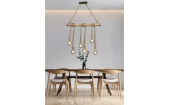 Avlånga Taklampor<Reality Wilma Takpendel 6xE27 brun/bambu