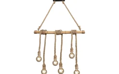 Avlånga Taklampor<Reality Wilma Takpendel 6xE27 brun/bambu