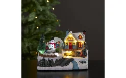 Julbyar Och Figurer|Batteri Julpynt Inomhus<Star Trading Winterville Batteridriven Stuga med snögubbe 18cm Multifärgad