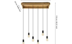 Eglo Wootton Taklampa 81cm 6L Svart/Trä* Avlånga Taklampor