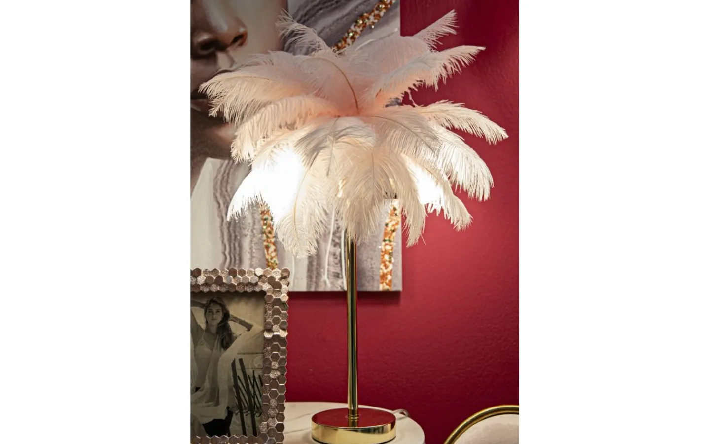 Bordslampor<Mauro Ferretti Yoga Bordslampa Palm 55cm Rosa/Guld