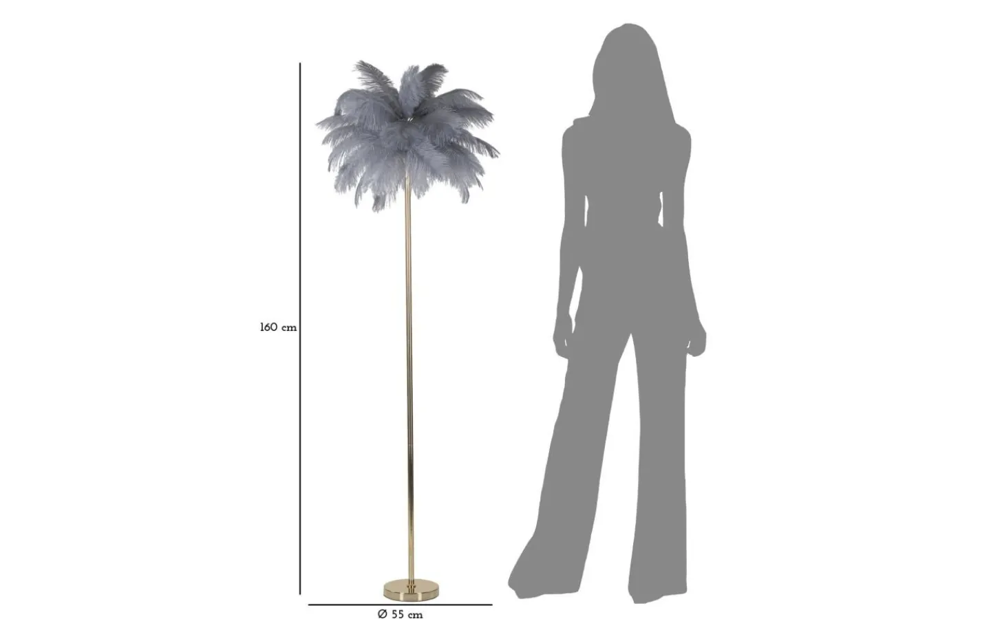 Golvlampor<Mauro Ferretti Yoga Golvlampa Palm 160cm Grå/Guld