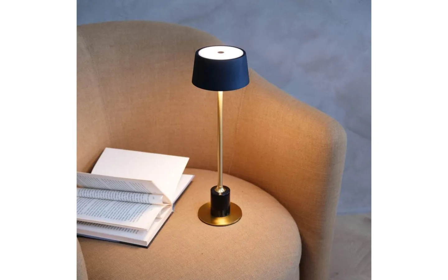 Dyberg Larsen Yoyo Uppladdningsbar Bordslampa 33cm LED 3000K 5,2W Svart/Mässing* Uppladdningsbara Lampor Inomhus|Bordslampor