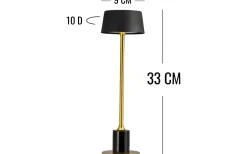 Dyberg Larsen Yoyo Uppladdningsbar Bordslampa 33cm LED 3000K 5,2W Svart/Mässing* Uppladdningsbara Lampor Inomhus|Bordslampor