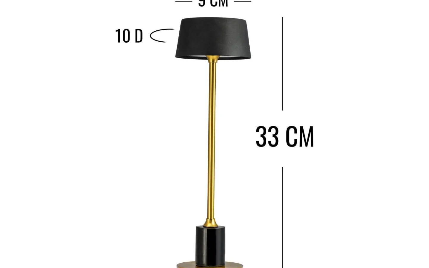 Dyberg Larsen Yoyo Uppladdningsbar Bordslampa 33cm LED 3000K 5,2W Svart/Mässing* Uppladdningsbara Lampor Inomhus|Bordslampor
