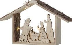 Star Trading Yuletide Batteridriven Julkrubba 27cm Natur* Batteri Julpynt Inomhus