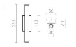 Zane Vägglampa Matt Nickel LED 2x3W 3000K IP54