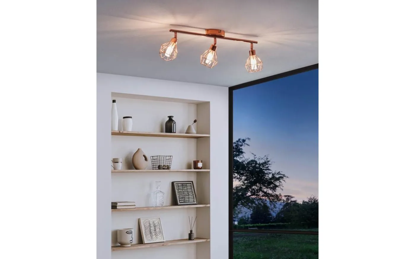 Zapata Takspotlight 52cm G9 LED 3000K 3x3W Koppar