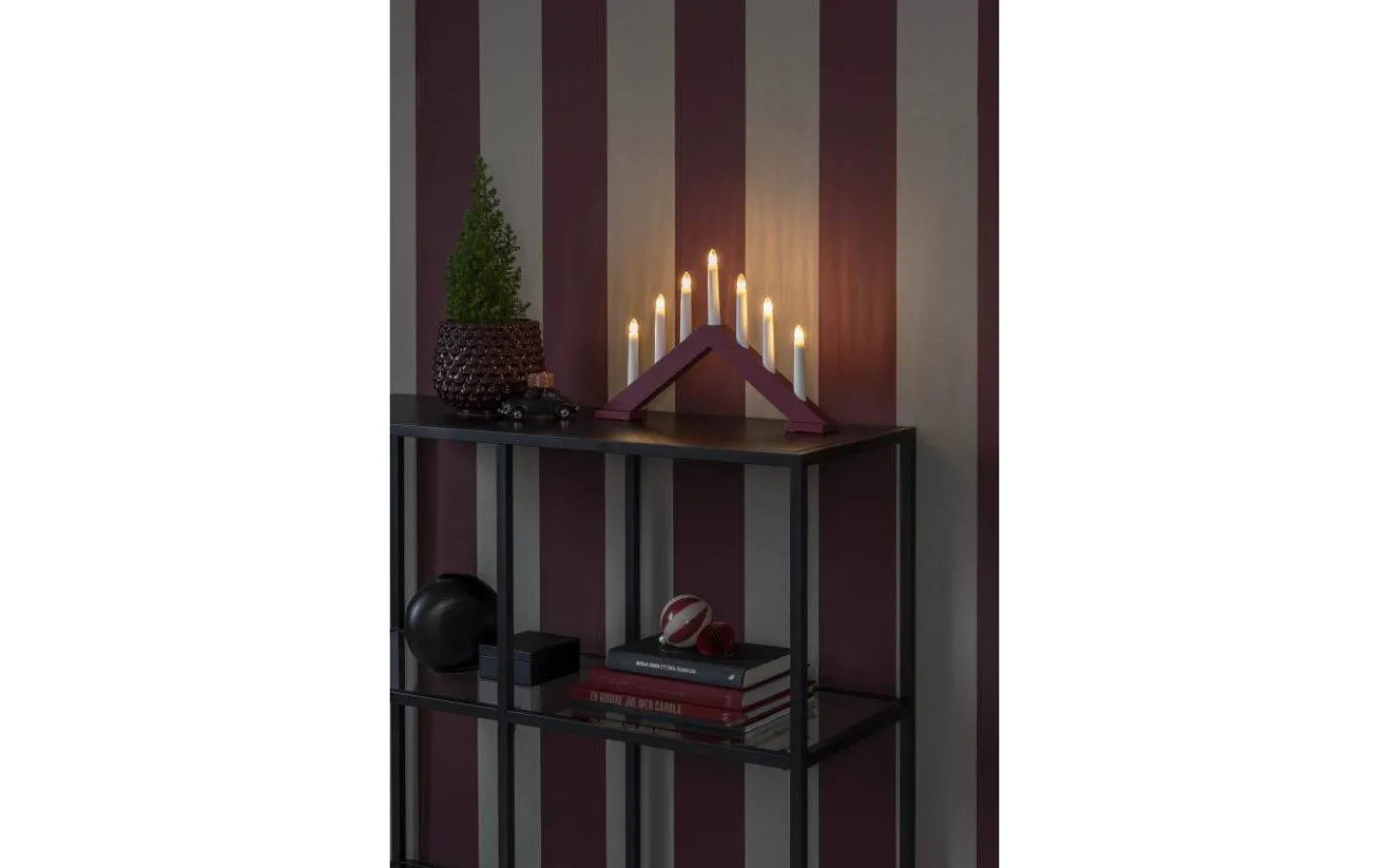 Visa Alla Adventsljusstakar|Adventsljusstakar 0-30 Cm<Konstsmide Zoe Adventsljusstake 7L Mörkröd 27cm