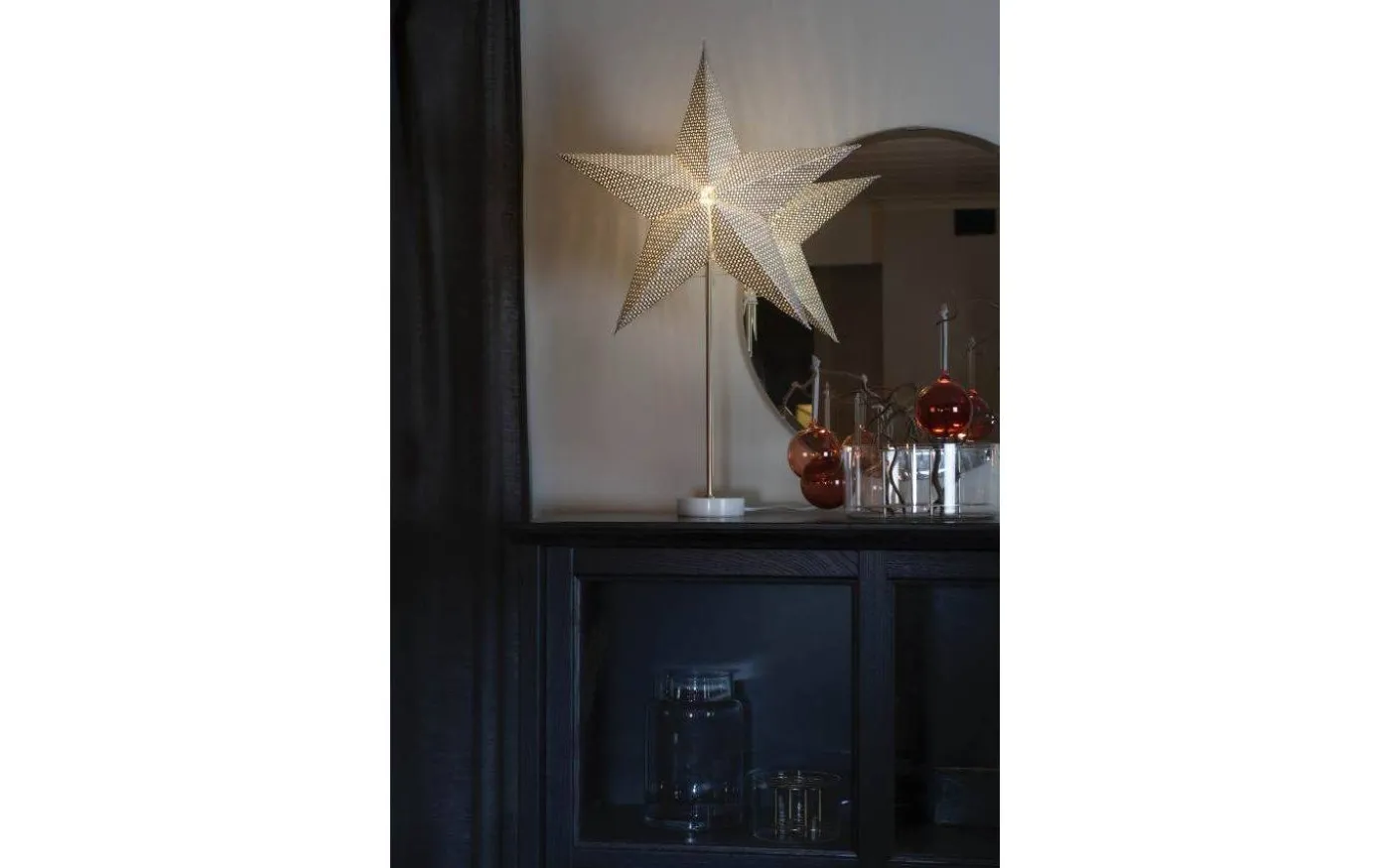 Zoe Julstjärna på Fot 71cm Silver/Mässing/Vit